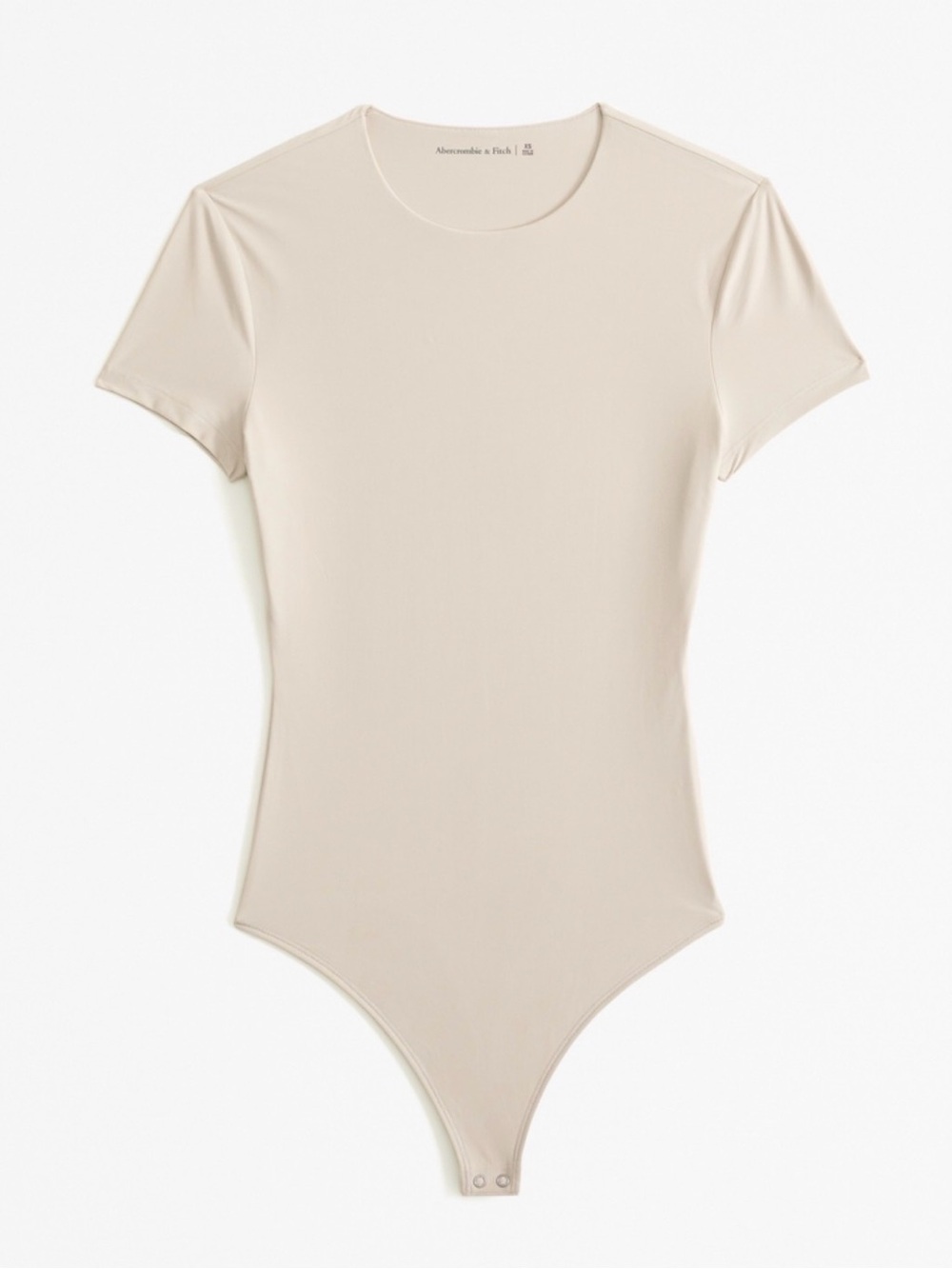Abercrombie & Fitch Cream Short Sleeve Scoop Bodysuit